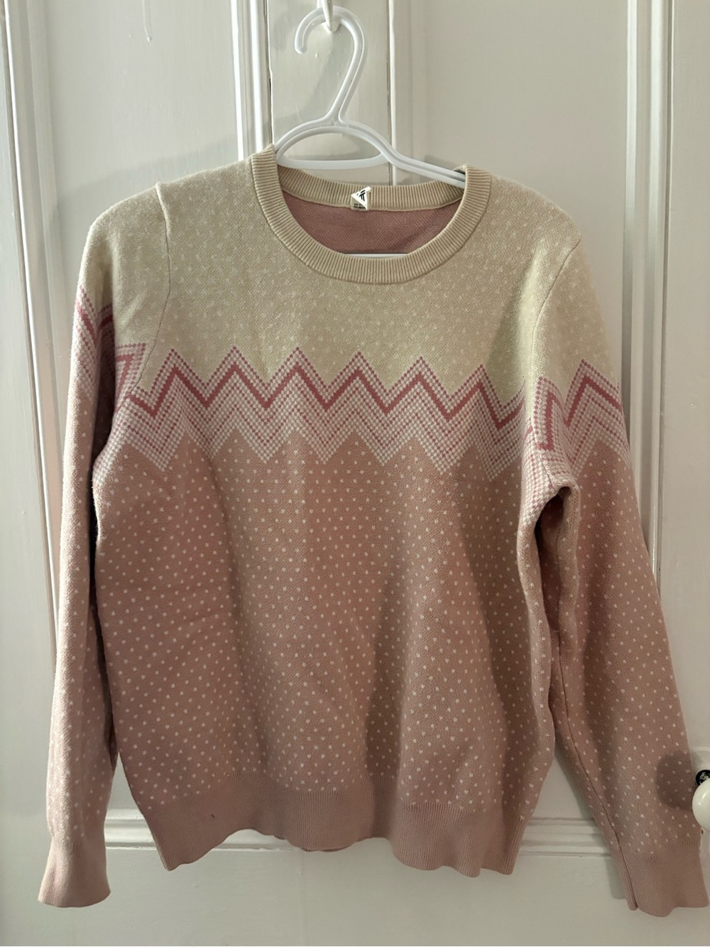 Cozy Pink Chevron Crewneck Sweater